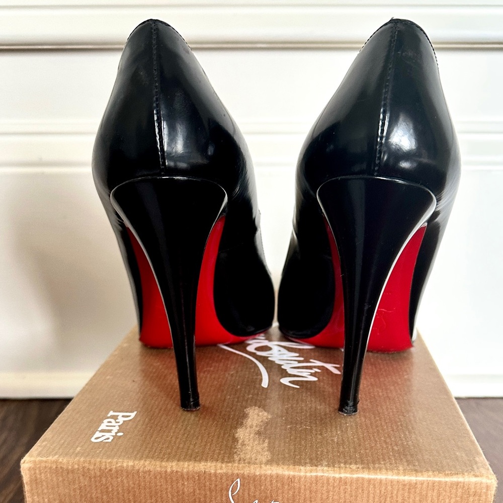 Christian Louboutin Décolleté 868 100 Jazz Black Calf Leather Heels Pumps 39 8 - Picture 6 of 15
